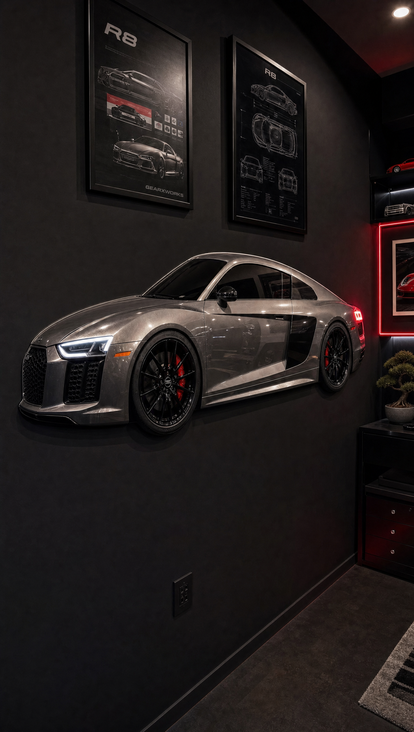Suzuka Grey R8 wall mount, front three-quarter view